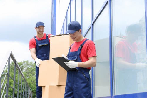 Flat removals team handling access challenges in a Brent apartment block