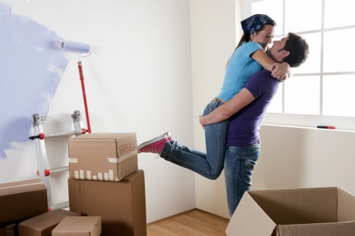 Furniture and belongings prepared for transport by movers in Brent