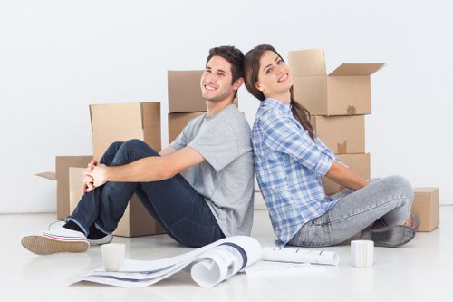 Organised relocation setup with boxes and packing materials in Brent