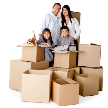 Local moving truck loading household furniture in Brent